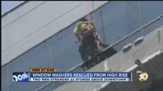 Crews rescue two window washers from building in downtown San Diego