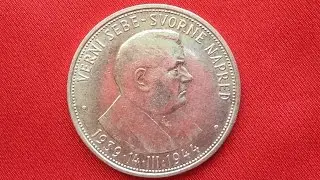 SLOVAKIA SILVER 50 KORUN 1944 - Jozef Tiso 5th Anniversary of Independence