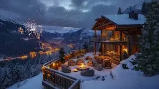 Cozy Winter Jazz at White Cabin Ambience ☕ Smooth Jazz Piano & Snowfall for Relax, Sleep