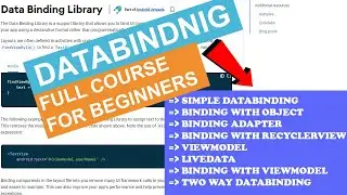 Databinding Complete Course for Beginners - 2022 - Kotlin - Android