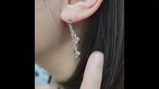 무니켈 스와로브스키 크리스탈 체인 드롭 SS20, SS34 롱 드롭 볼 귀걸이 / Swarovski Crystal Long Brass Drop Chain Ball Earring