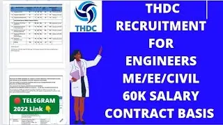 THDC RECRUITMENT OF ENGINEERS ON FIXED TERM CIVIL ELECTRICAL MECHANICAL 60K PAYMENT 5 YEARS LINK 👇