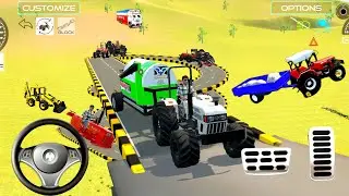 💥😱🚜Preet6049 Arjun755 Massey tractor mounted on the highest circular road with thresher in game 🎮💥