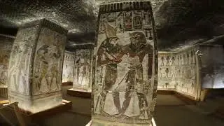 Walking through the tomb of Sety I (KV 17) in the Valley of the Kings, Luxor, Egypt