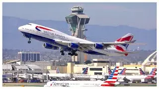 [4K] BRITISH AIRWAYS BOEING 747-436 LAX DEPARTURE - PLANE SPOTTING - AUGUST 2019