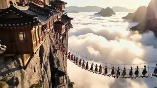 Sacred Buddha Procession Through Treacherous Paths#BuddhaProcession #SacredJourney #FaithAndDevotion