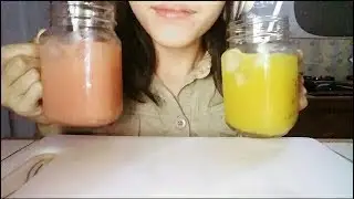 ASMR Drinking Mango and Guava Juice