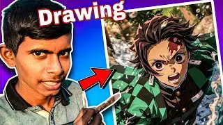 Tanjiro Kamado Full Drawing Tutorial With Charcoal Pencil ✏️ | Tanjiro Drawing | Day - 3