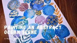 Painting an abstract ocean scene | #ocean #oceanart #abstractart #abstractwatercolor #mixedmediaart