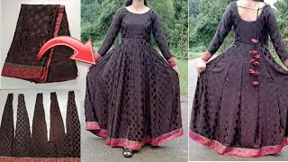 16 panel anarkali dress cutting and stiching/saree re use ideas / anarkali  cutting and stiching