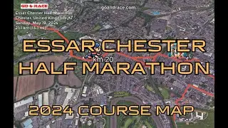 Essar Chester Half Marathon (2024): fly over the half-marathon course! Video of the race path.