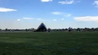 Bouncy balloon castle blown away by high winds in Denver
