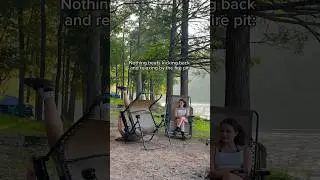 Wait till one of the moms sits down🥰🏕️ #relaxing#camping#bythefire#dancethenightaway#forest