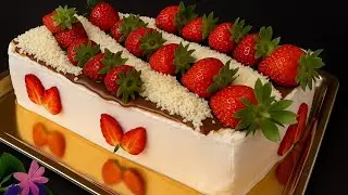 Fluffy Strawberry Cake with Whipped Cream Magic 🍓💫🎉 #strawberrycake