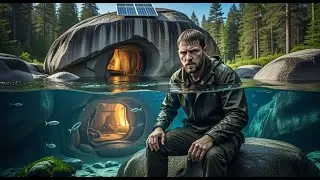 Building A Hidden Stone Shelter(ASMR) | Alone While the Storm Rage Survival at it's Peak💤⛰️🌊