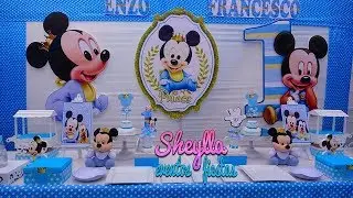 Decoracion mickey bebe, príncipe, rey, fiesta infantil temática, niños