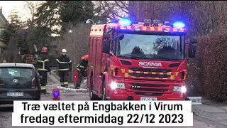 Træ væltet på villavej i Virum fredag eftermiddag 22/12 2023