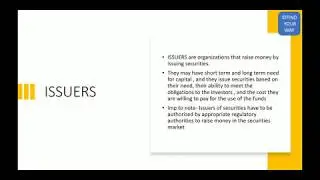 Investors , Issuers and Intermediaries- Quick Summary