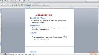 Hands-On Augmented Reality for iOS with ARKit 2.0: Game Design Document | packtpub.com