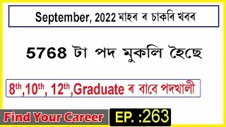 Assam JOB News Episode 263 || Latest Assam Job Notifications 2022