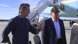 Donald Trump greeted by California Gov. Gavin Newsom