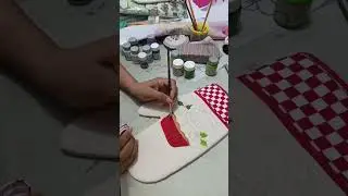 Pintando guantes de manta bondeado #pinturaentela #merceriaelbuho