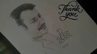 Challenging star Darshan Thoogudeepa Srinivas pencil sketch || D boss ||