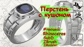 Перстень с кушоном. ZBrush. Rhinoceros.