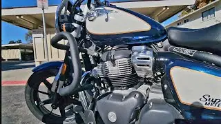 Super Meteor 650. Engine / Leg Guard Installation. Celestial Blue #2025 #royalenfield #classic