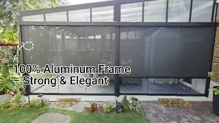 Motorized Aluminum Zip Screen &ndash; Sun, Wind & Privacy Protection | All-Season Use!