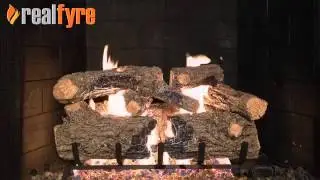 Real Fyre Burnt Rustic Oak Gas Logs Live Burn Video &ndash; eFireplaceStore