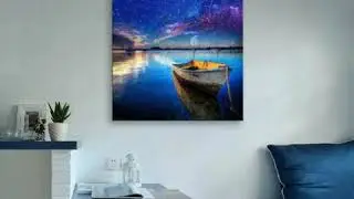 BOAT ON THE WATER- LED CANVAS WALL ART DECORATION