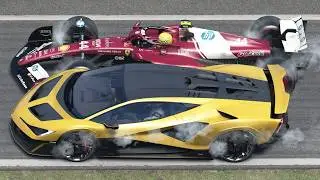 Lewis Hamilton Ferrari F1 2025 vs Lamborghini Fenomeno at Monza