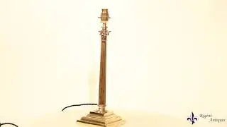 Antique Victorian Brass Corinthian Column Table Lamp 19th C