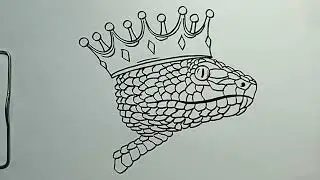 How to Draw Snake Head with Crown