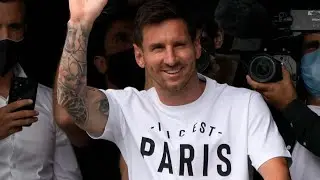 Lionel Messi waves to ecstatic PSG fans as he arrives in Paris