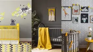 Grey and Yellow Nursery Decor Ideas. Cheerful Design Nursery Room.