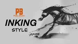 Pixel Brush Inking Style, #horse #livedrawing  #realtimevideos   #pb