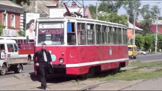 Trams in Omsk Pt 1 on 3 July 2009