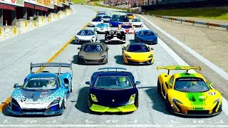 Lamborghini Gallardo LP-7777 SL Quad Turbo vs McLaren Hypercars at Silverstone GP