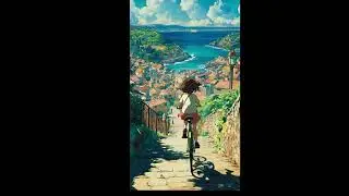 Lo-Fi Summer Escape 🌿 Calm Bicycle Ride Through a Dreamy Coastal Village- Relaxing, Nature Sounds