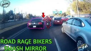 ROAD RAGE BIKERS! Mirror Smashing ! Bad Drivers On The Road ! Brake Check! Cuts Off Motorcycle! 2020