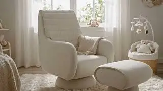 Poltrona com Puff Ninho Base Girat&oacute;ria, Fixa e Canoa- Amanta&ccedil;&atilde;o, Leitura, Descanso- Larbelle M&oacute;veis