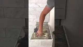 Marble shower, slab bench install. #diy #tiling #tike #marble #stone #construction #howto