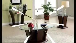 Dark Wood Coffee Table With Glass Top