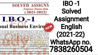 IBO 1 solved assignment 2021 22 / English/ 25@/ M.COM all assignments available.