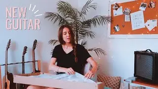 Unboxing a $129 ELECTRIC GUITAR in my favorite color!!