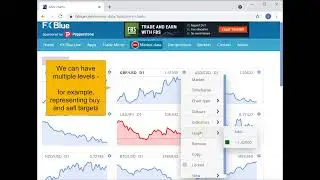 FX Blue Mini Charts - price levels and highlighted charts