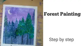 How to Paint a Moonlight Forest Reflection | Step by Step for Beginners🌙✨