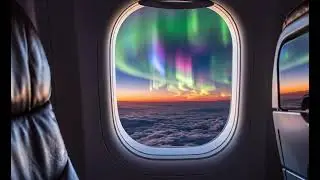 Relaxing Airplane Sounds Clouds & Sunset View, 1 Hour of Airplane Sounds Sleep & Relaxation No music